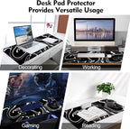 Gaming Mouse Mat Forest Background Pattern XXL XL Large Mouse Mat Long Extended Mouse Pad Desk Mat Non-Slip Rubber Mice Pads Stitched Edges Thin Pad (Wave Black)