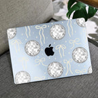 MEEgoodo Case for MacBook Air M4/M3/M2 13.6 inch 2025 2024 2022, Fit Model A3240 A3113 A2681, Compatible with MacBook Air 13 inch, Laptop Hard Shell Case with Keyboard Cover, Silver Disco Balls & Bows