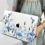 for MacBook Pro 13 Inch Case 2022 M2 2020 2021 A2338 M1 A2251 A2289 with Touch Bar & Touch ID, Plastic Hard Case Keyboard Cover Screen Protector Webcam Cover Brush, Tropical Blue Flowers