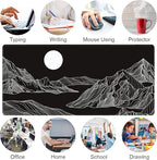 Black and White Mountain Large Mouse Pad,Gaming Keyboard Desk Pad,Extended Mouse Mat Non-Slip Rubber Base with Stitched Edges for Office Game Home XXL 35.4"x15.7"