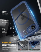 Miracase Magnetic for iPhone 16e Case Full-Body Phone with Built-in Glass Screen Protector, [Compatible with MagSafe] Military Drop Proof 16E Cover Bumper 6.1 inch, Blue