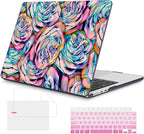 Mektron Compatible with M4 MacBook Air 15 inch Case 2025 A3241 2024 2023 M3 A3114 A2941 M2 Liquid Retina Display Touch ID, Plastic Hard Case & Keyboard Skin & Screen Protector - Roses Succulents