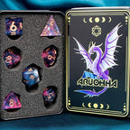 ARUOHHA Sharp Edges Dice Set DND Resin Lightning Dice with Box, Blue Purple Polyhedral Dragons Dice RPG Role Playing Games, Dungeons D and D Dice Set D20 D12 D10 D8 D6 D4