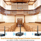 1Mii 3-in-1 2.4Ghz Wireless Audio Transmitter Receiver for 2 Subwoofer/Active Speaker/Power Amplifier, 20ms Low Latency, 320ft Range, Optical/Coaxial/3.5mm(RCA) Audio Input/Output