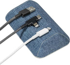 Smartish® Magnetic Cord Holder - Bigger Cable Wrangler Organizer with Magnet Clips for Charger Management on Desktop, Nightstand, or Side Table - Holds 6+ Cables - Blue Jeanie