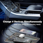 65W iPhone Car Charger Fast Charging, 2Pack 4 Port USB C Fast Car Charger+6ft Type C to C Cable, Dual USB-C & USB-A Cigarette Lighter Adapter with Voltmeter for iPhone 16 15 Pro Max,iPad,Samsung,Pixel