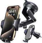[2025 True Military-Grade] Car Phone Holder VANMASS [Upgraded Strongest Suction & Clip] Cell Phone Mount for Dashboard Windshield Vent,Truck Cradle Stand for iPhone 16 Pro Max 15 14 13 Samsung Android