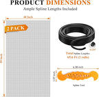 2PACK MAGZO Window&Door Screen Replacement Kit, 48''W x 99''L, with Retainer Spline (Total 65.6 FT) and Press-Fit Roller Tool, Polyester Scratch-Proof, Net Roll Repair for Sliding/House Windows, Black