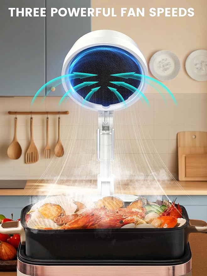 Vegapunk Rechargeable Smoke Away Purifier Fan for Indoors - Portable Odor Exhaust Eliminator Remover Eater Filter - The High Fan for Desktop - White