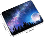 Beautiful Galaxy Nebula Mouse Pad, Full Moon in Night Forest Mouse Pad for Design, Anti-Slip Rubber Base Wireless Mouse Pads for Laptop