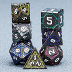 DND Metal Dice Set, Polyhedral Dice Set for RPG D&D Dice with Cracks Dungeons and Dragons Dice Set for RPG TTRPG D&D Die with Gift Case(Black Nickel 7 Colors)