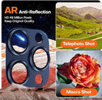 Camera Lens Protector for iPhone 16 Pro Max/16 Pro/iPhone 15 Pro Max/15 Pro/iPhone 14 Pro Max/14 Pro, Aluminum Alloy Sapphire Glass Camera Screen Cover, Case Friendly- Blue Titanium
