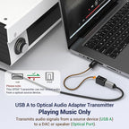 Cubilux USB A to TOSLINK Optical Audio Adapter, Unidirectional USB Type A to SPDIF Digital Converter, S/PDIF Transmitter for Computer Laptop PC PS5/4 ONLY, NOT for TV Or Other Devices
