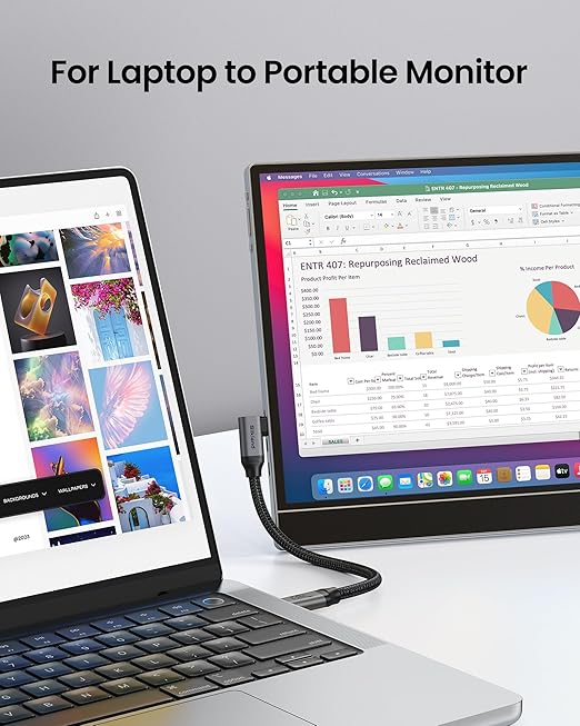 Silkland USB C Monitor Display Cable Right Angle 10FT/3M [5K/4K@60Hz 8K@30Hz], 90 Degree USB C 3.2 Gen 2x2 Video Cable, 20Gbps Data Transfer, 240W Fast PD Compatible for MacBook, iPad, iPhone 16