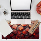 Desk Mat, Red Fire Dragon Scales Desk Pad, Cool Dragon Large Gaming Mouse Pad for Desk, 31.5"x15.7" Extended Big Computer Keyboard Mouse Pad with Non-Slip Base and Stitched Edge