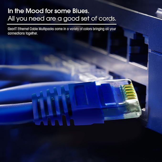 GEARit Cat 6 Ethernet Cable (100-Pack 1.5 Feet) Cat6 Network Patch, 10Gbps, RJ45, Snagless Cord, Gold-Plated Connectors, Internet for PC, TV, Tablet, Router, Printer, Servers, IT Data Center - Black
