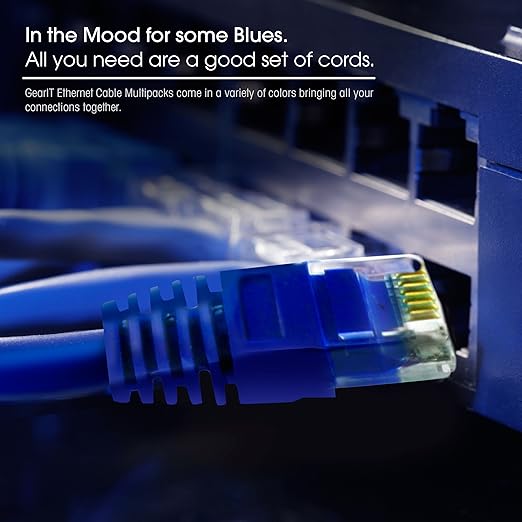GEARit Cat 6 Ethernet Cable Pack - 5-Pack 20 ft Cat6 Ethernet Patch Cables | RJ45 Network Patch Cable, 10 Gbps Snagless Gold-Plated Connectors - Ethernet Cable Cat 6 for PC, TV, Router - Black