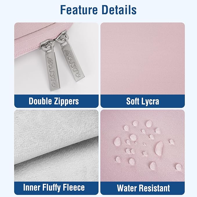 MOSISO Laptop Case 14 inch, 14 inch Laptop Sleeve Bag Compatible with HP Lenovo Dell ASUS Acer, HP Stream, Dell Latitude, Lenovo IdeaPad, Neoprene Computer Sleeve Bag with Small Case, Baby Pink