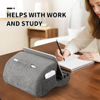 CreaDream Tablet Pillow Stand, Pillow Pad for IPad, Tablet Holder for Bed, Lap and Desk with 3 Viewing Angles, Tablet Accessory Compatible with 4-13 inch Kindle, Galaxy Tab, E-Reader (Gray)