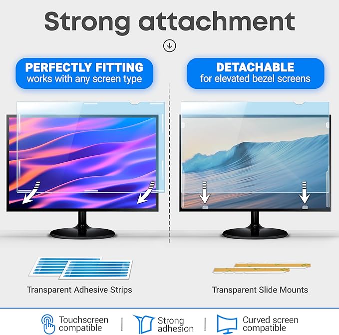 24 inch Blue Light Blocking Screen Protector Panel for 16:9 Widescreen Computer Monitor and Laptop - PC Anti-UV Eye Protection Filter Film - Anti-Scratch Diagonal Frame Shield [1 Pack]