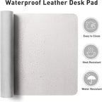 Aothia Large PU Leather Desk Pad Protector – Non-Slip Mouse Pad & Writing Mat for Office/Home, Waterproof, Easy to Clean (31.5" x 15.7", Pale Lavender White)