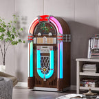 Arkrocket Saturn V Full Size Jukebox Vinyl Record Player Bluetooth USB SD CD Player Radio Retro Turntable Classic Jukebox 51 inch (Saturn V - Dark Oak)