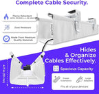 Ascrono Original No Drill Under Desk Cable Management Tray 14.1" - Premium White Fabric Cable Management Under Desk - Clamp/Screw Mount Cord Organizer - Supports Upto 66lbs
