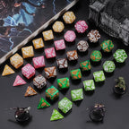 CiaraQ Polyhedral Dice Set, 5 Colors with 5 Decorative Pouches, 7 Pieces per Set, Fantasy RPG Gaming Dice/DND Dice/Role Playing Dice, Easter Themed