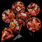 ARUOHHA Liquid Core DND Dice Set, 7pcs Resin Sharp Edged Dragons Dice Role Playing Games, RPG Silver Numbers Red Dungeons Polyhedral Dice with Gift Box D20 D12 D10 D8 D6 D4