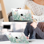 TWOLSKOO Compatible with M4 MacBook Air 15 inch Case 2025-2023 Released Model M4 A3241 M3 A3114 M2 A2941, Plastic Hard Shell & Screen Protector & Keyboard Cover & Trackpad Film, Botanical Illustration