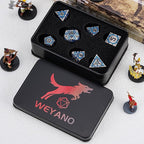 DND Metal Dice Set, Polyhedral Dice Set for RPG D&D Dice with Cracks Dungeons and Dragons Dice Set for RPG TTRPG D&D Die with Gift Case(Antique Nickel Blue)