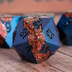 Large Stripe Metal Dice DND,Metallic Solid Crack Glittrer Dice Set with Gift Box,Polyhedral RPG Dice 7pcs Set