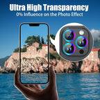 AGVEE 3+3 Camera Lens Protector for iPhone 15 Pro 6.1" / 15 Pro Max 6.7", Brushed Metal Ring 9H Tempered HD Glass Camera Protector Cover Film, Black