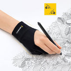 XENCELABS Drawing Glove, Breathable Artist Glove for Drawing Tablet, Two Fingers for Left Right Hand Black Size M
