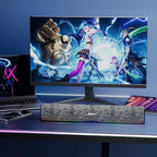 SOULION R100 Plus Computer Speakers with Dynamic RGB Light, Rechargeable Bluetooth Speaker with Switch Button, Clearly Sound Soundbar for Desktop Monitor, PC, Tablets(3.5mm Aux Connection Included)
