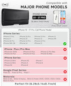 Leather Phone Holster for iPhone 17 Pro, 17, 16 Pro, 16e, 15, 15 Pro, 14, 13, 12, 11, X, XR, XS – Belt Clip Case Pouch for Men & Women | Magnetic Closure | Fits with Protective Cover