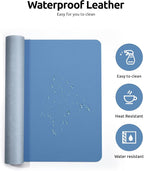 YSAGi Leather Desk Protector, Office Mat, Large Mouse Mat, Non-Slip PU Leather Blotter, Laptop Desk Pad, Waterproof Writing Pad for Office and Home (Sea Blue, 31.5" x 15.8")