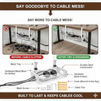 Extra Wide Under Desk Cable Management - No Drill Installation Cable Management Tray, Modern Cord Organizer for Office/Home Desk, Fits Power Strips & Wires((White, XL)