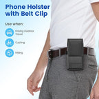 Mopaclle Vertical Phone Holster with Rotating Belt Clip, Compatible with iPhone 17 Pro, iPhone 16 15 14 13 12 Pro, Galaxy S25 S24 S23 S22 – Cell Phone Belt Holder for Men Women, Fits with Case On