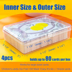 4 Pcs [Large Size] Playing Card Case, for Go Fish/Old Maid/Oracle Card/Other Larger Than Standard Size Cards, Plastic Clear Card Deck Box Storage, 4 1/2" × 3 1/4" × 1 1/8" (NO Cards)