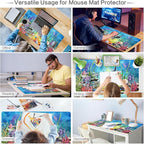 Lokigo Desk Pad Cool Cat, Big Desk Mat Cute Cat Ocean Underworld Extended Large Gaming Mouse Pad for Desk Boys Girls Non-Slip Rubber Base Stitched Edges Mouse Mat Office Home Laptop Desk Matt
