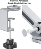 Tablet Arm Mount with Super Grip, Adjustable Foldable Holder & Heavy Duty Aluminum 360° Rotating Clamp for iPad, Phone, Monitor, Kindle - Universal for Desk, Bed, Kitchen - Silver