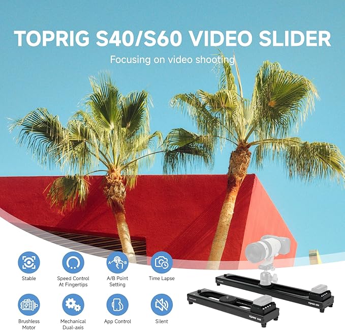 Accsoon Motorized Camera Slider, Adjustable 16''/40 cm Bluetooth Video Slider with Button/APP Control, Time-Lapse/Loop Mode, Speed Knob, 120° Panoramic Shooting, Compatible with DSLR, GoPro, Phone