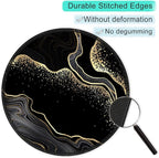 ITNRSIIET Round Mouse Pad with Stitched Edge Premium-Textured Waterproof Non-Slip Rubber Base Desktop Protection Mat Diameter 8.7 inches, Black Gold Marbling