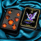 ARUOHHA Liquid Core DND Dice Set, 7pcs Resin Sharp Edged Dragons Dice Role Playing Games, RPG Orange Dungeons Polyhedral Dice with Gift Box D20 D12 D10 D8 D6 D4
