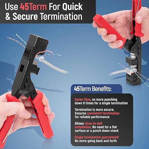 Everest 45° Angled RJ45 Cat6A Keystone Jacks 10-Pack in Black - Slim Profile Female RJ45 Connectors - Cat 6A Keystone Jack - Compatible with 45° Angled Speed Termination Tool - 45Term (B0BL3GS7ZY)
