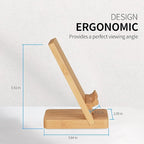 Wood Phone Stand, Desktop Wooden Phone Holder, Portable Office Phone Stand for Desk, Wood ipad Stand， Compatible with iPhone & All Cell Phones (Bamboo)