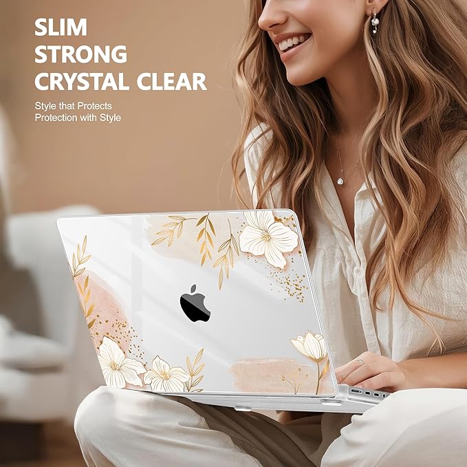 for MacBook Pro 16 inch Case 2021 2022 2023 2024 Release A3186 A3403 M4 A2991 M3 A2780 M2 A2485 M1 Pro/Max, Hard Shell Case with Screen Protector & Keyboard Cover, Floral P295
