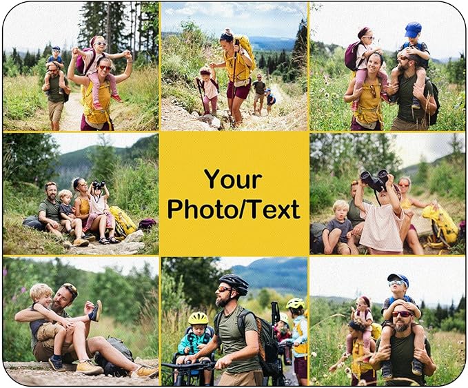 Custom Mouse Pad, Personalized Mouse Pad with Photo & Text, Neoprene Mouse Mat for Laptop Computer Office Desk, Mousepad Small with Anti-Slip Rubber Base