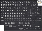 2PCS English Keyboard Stickers Replacement Letters, Full Size Big Letter QWERTY Keyboard Sticker Universal for PC Computer Laptop Desktop, Matte Keyboard Alphabet Stickers